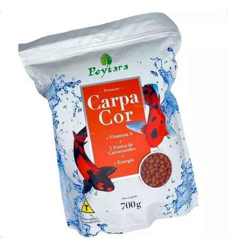 Ração Poytara Carpa Cor 700g Peixes Lago Aquario Aumenta Cor