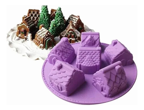 Molde De Silicona Casa De Navidad Pastelería Chocolate