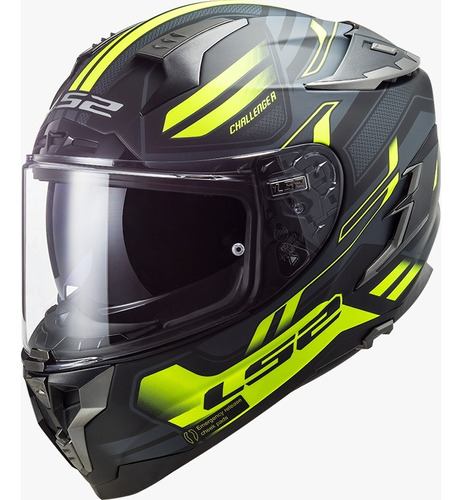 Casco Moto Ls2 327 Challenger Jeans Amarillo Fluor L