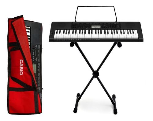 Kit Teclado Casio Ctk3500 Arranjador 5/8 Com Capa Vermelho