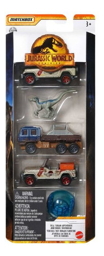 Matchbox Jurassic World Pack 5 Autos Giroesfera Velociraptor