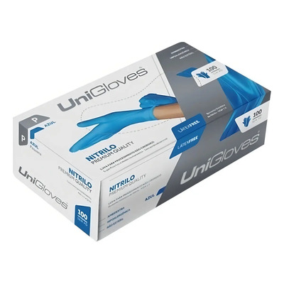 Luvas Descartáveis Nitrilica UniGloves Azul Tamanho PP Antiderrapante 100 Unidades | MercadoLivre
