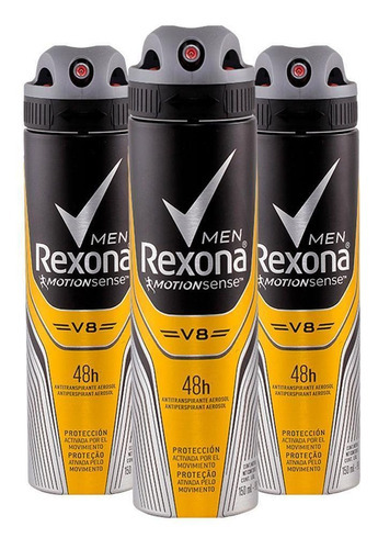 Kit Com 3 Desodorante Aerosol Rexona Men Motionsense V8 90g