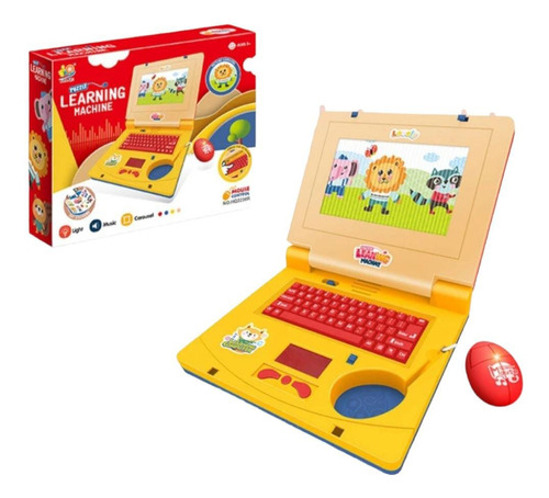 Laptop Brinquedo Infantil Educativo Interativo De Criança Cor Vermelho C/ Amarelo