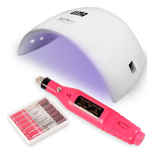 Kit Lámpara Led Digital 24w Y Pulidor De Uñas Portatil