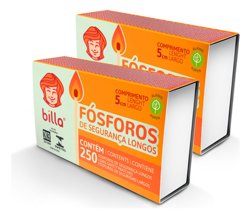 Fósforo De Segurança Longo Billa  5cm 500 Unidades