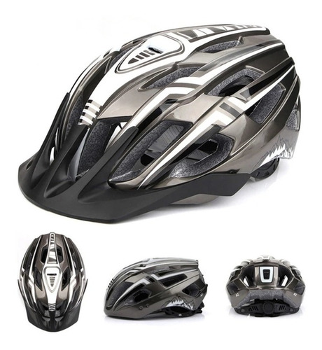 Casco Bicicleta Ajustable Acolchado Con Visera + Led Usb