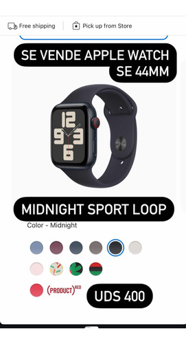 Reloj Apple Watch Nuevo Azul  Midnight 44 Se Gen 2