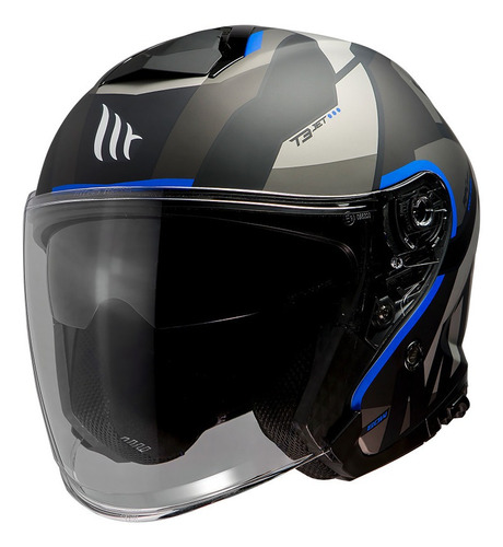 Casco Moto Abierto Mt Thunder Jet Bow A7 Azul Mate