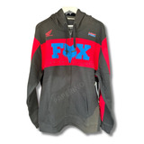 Campera Buzo Zip Fleece Fox X Honda Original Negro Paperino