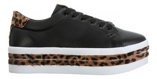 Tênis Feminino Salto Plataforma Animal Print Onça