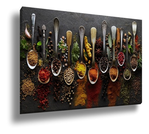 Quadro Tela Canvas Grande Decorativo Cozinha Temperos 60x90 Cor Impressão Em Alta Resolução Cor Da Armação Tecido Canvas Bordas Infinitas