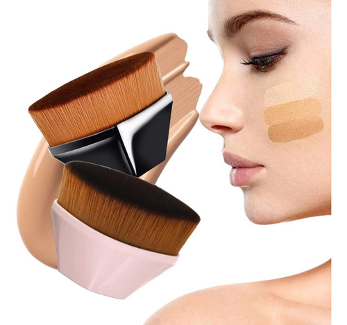 Brocha Plana De Maquillaje Kabuki Para Base Corrector Polvo