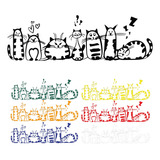 Vinilo Decorativo Sticker Gatitos Gato Adhesivo 160x50 Cms