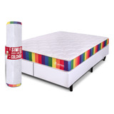 Cama Box Queen Com Colchão A Vácuo Ortopédico Espuma Certificada 158x198x51cm Bf Colchões