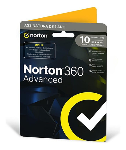 Norton Antivirus 360 Advanced 10 Dispositivos 1 Ano Download