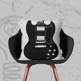 Almofada Guitarra Sg 45x45 Decoração Quarto Com Enchimento