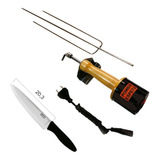 Kit Espeto Giratório Elétrico Churrasco + Faca Cozinha 8' 