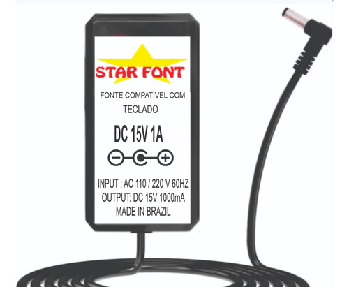 Fonte 15v 1a Para Teclado Kurzweil Sp47 Sp48 Sp58 Sp7-6ii