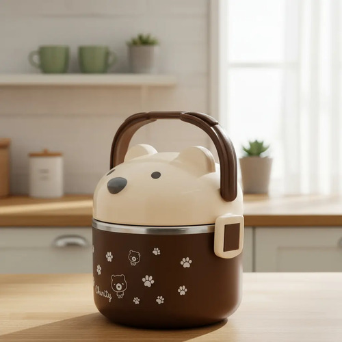 Topper Recipiente Con Asa 1000 Ml Comida Box Lunch Oso 14cms