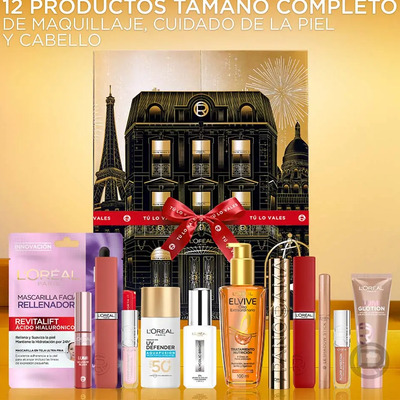 L'Oréal Paris Calendario de Adviento 2025 con 12 Productos Full Size de Maquillaje, Cuidado de la Piel y Cabello Edición Especial Regalo de Navidad para un Look Completo de Fiesta | Envío gratis