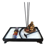 Jardim Zen Retangular Incensario Buda Kit Pedras 7 Chakras