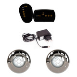 Kit Iluminação De Piscina-2 Refletores 9w Rgb Luxpool Inox