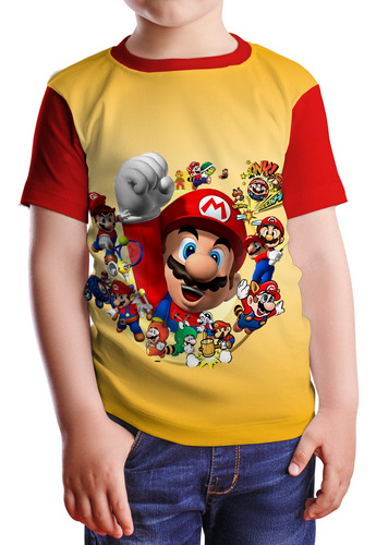 Camiseta Cumpleaños Super Mario Bros Mario Bro Niño Y Niña 