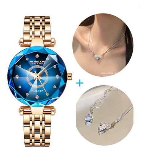 Reloj Impermeable Poligonal Con Esfera Diamante Para Mujer