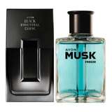 Black Essential Dark Colônia 100ml + Musk Freeze Colônia Desodorante 90ml Kit 2 Perfumes Avon
