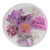 Kit Vmp Office Candy Colors 72 Peças Binder Clips Alfinetes