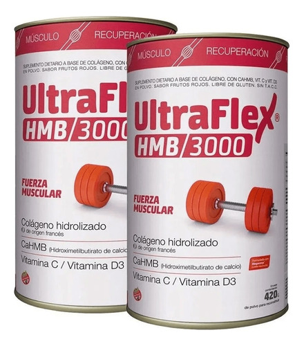Ultraflex Hmb/3000 Colágeno Hidrolizado 420g Pack X 2 U