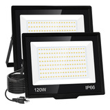 Paquete De 2 Focos Led De 120 W Para Exteriores, Reflectores