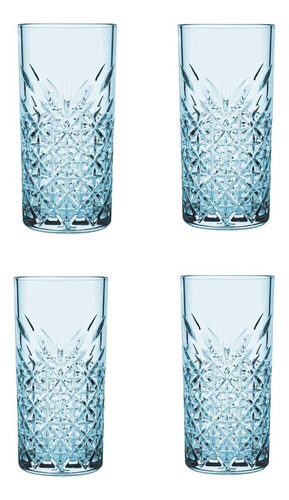 Set 12 Vasos Trago Largo Timeless Pasabahce Azul 450cc