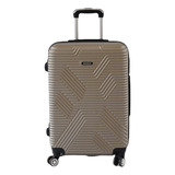 Valija Magneto Carry On 20  35cm De Ancho X 55cm De Alto X 25cm De Profundidad Color Dorado Oscuro Diseño Rayas