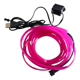 Hilo Tira Luz Neon Led Color Morado Conector Usb 12v  3 Mts