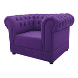 Poltrona Decorativa Cadeira Chesterfield Corano Roxo Luxo Ca