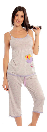 Pijama Winnie Pooh Para Mujer Blusa Pantalon Pescador Fresca