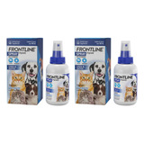 2 Frontline Spray 100ml Pulgas Carrapatos Cães E Gatos