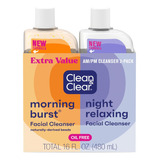 Clean & Clear Limpiador Facial Diurno Y Nocturno Pack 2 Und