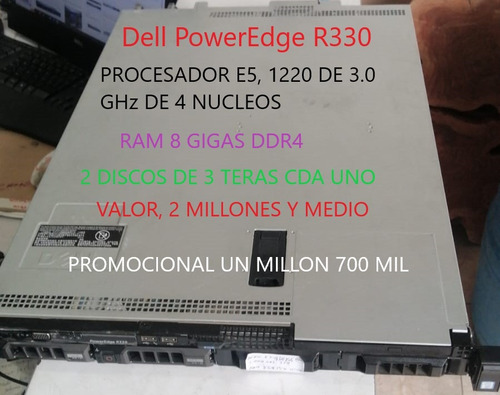 Servidor Dell  R330 Ram8 Ddr4 Disco 6tb Procesador 4 Nucleos