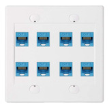 Placa De Pared Ethernet De 8 Puertos, Doble Banda Cat6 Rj45