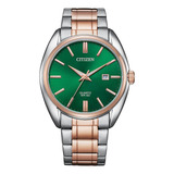 Reloj Citizen Bi510457z Para Hombre Triple Manecilla Fecha Color De La Malla Dos Tonos Color Del Bisel Cobre Color Del Fondo Verde