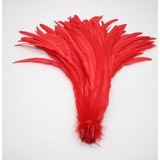 Paquete De Plumas De Gallo En Color Rojo Con 30 Plumas