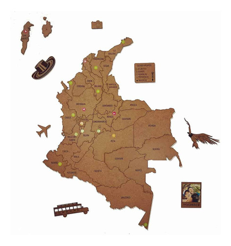 Mademap Colombia Edición Estándar - Mapa De Madera Para Inst