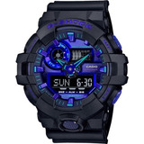 Reloj Casio G-shock Front Button Chrono Orig. Hombre E-watch Color De La Correa Negro Color Del Bisel Negro Color Del Fondo Azul/morado