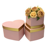 Set 3 Piezas Caja Corazon Para Arreglos Florales