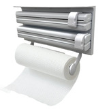 Dispensador Triple De Papel Para Cocina, Playo Y Aluminio Color Blanco