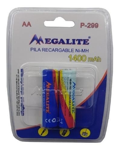 Pila Recargable Aa Megalite 1400mah X2 Unid Telefono/juguete