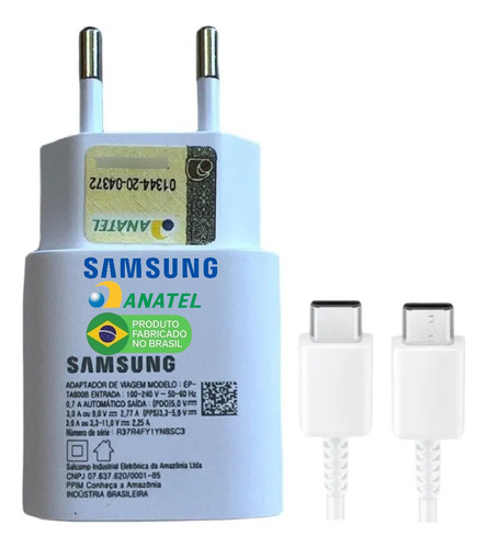 Carregador Original Samsung 25w A30 A50 A70 A71 A80 A31 S20